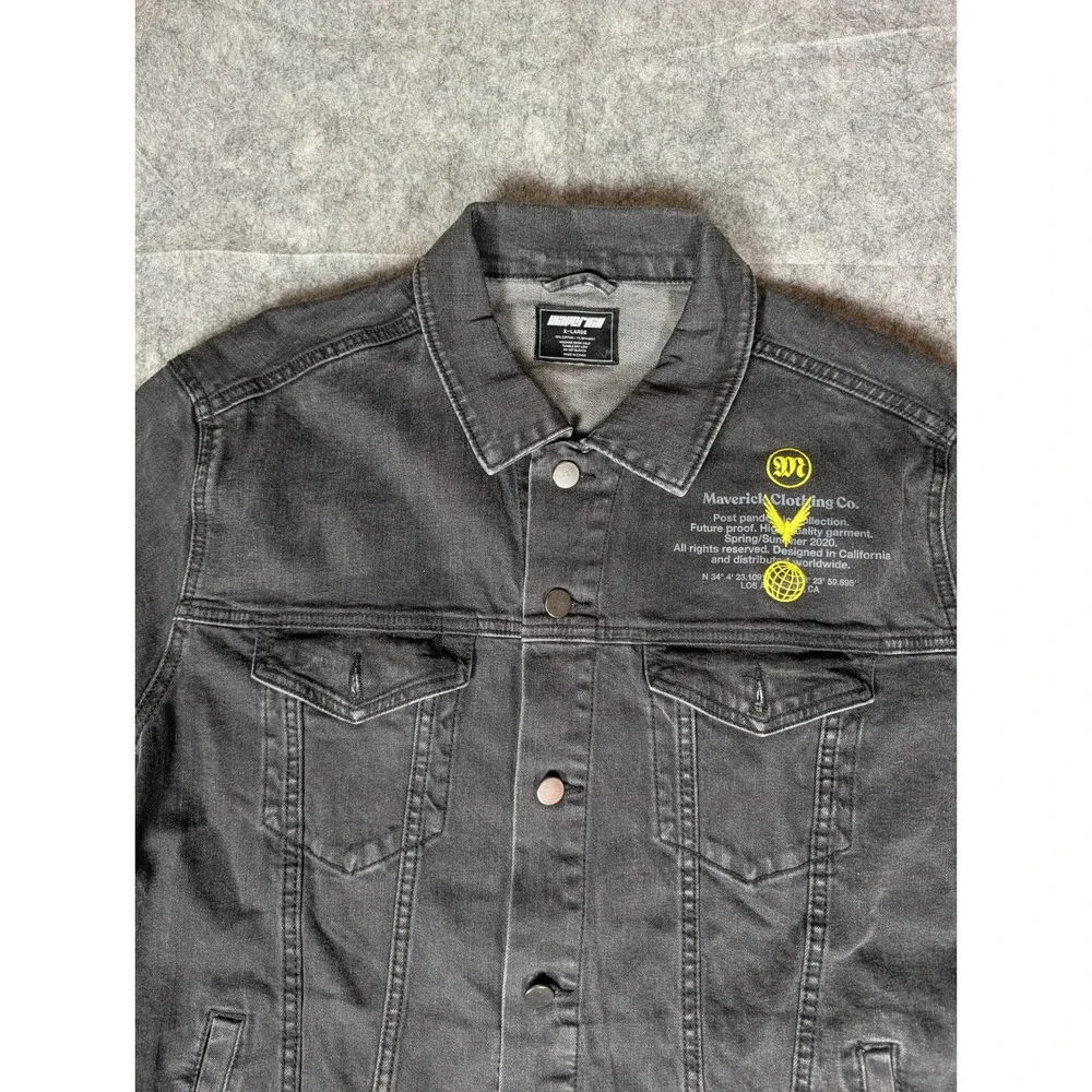Logan Paul WWE Maverick Clothing Co Men‎ Washed Black Graphic Denim Jacket